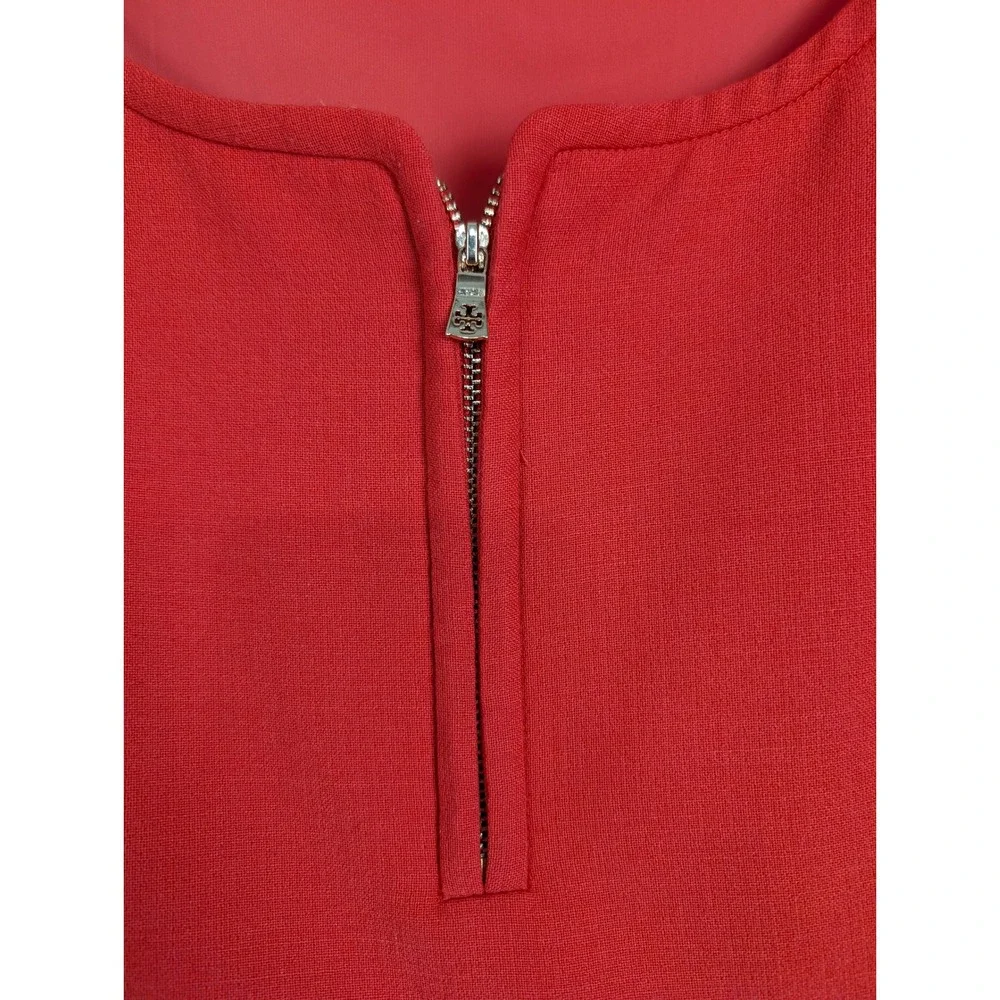 Tory Burch Sheath Dress‎ SZ 14 Orange Pockets Textured Sleeveless